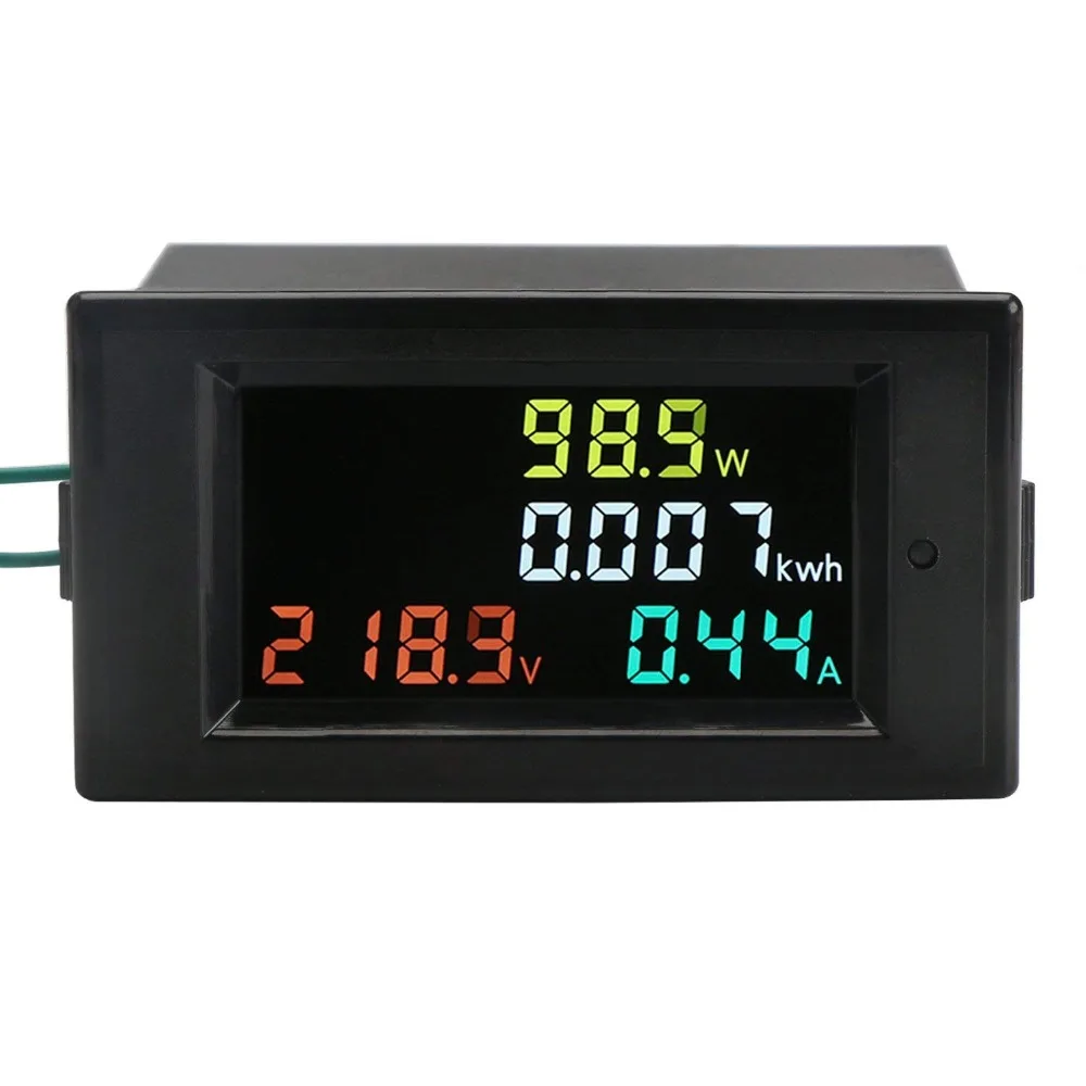 AC 80-300V 120V 240V 100A Voltage Current Display AC Power Meter Panel Digital Voltmeter Ammeter Watt Power LCD 15.5mm CT