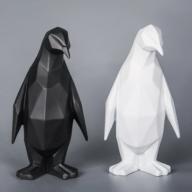 Modelo de resina de pingüino nórdico, adornos artesanales, escultura creativa Simple para el hogar y la Oficina, estatua geométrica, decoración abstracta de pingüino Animal