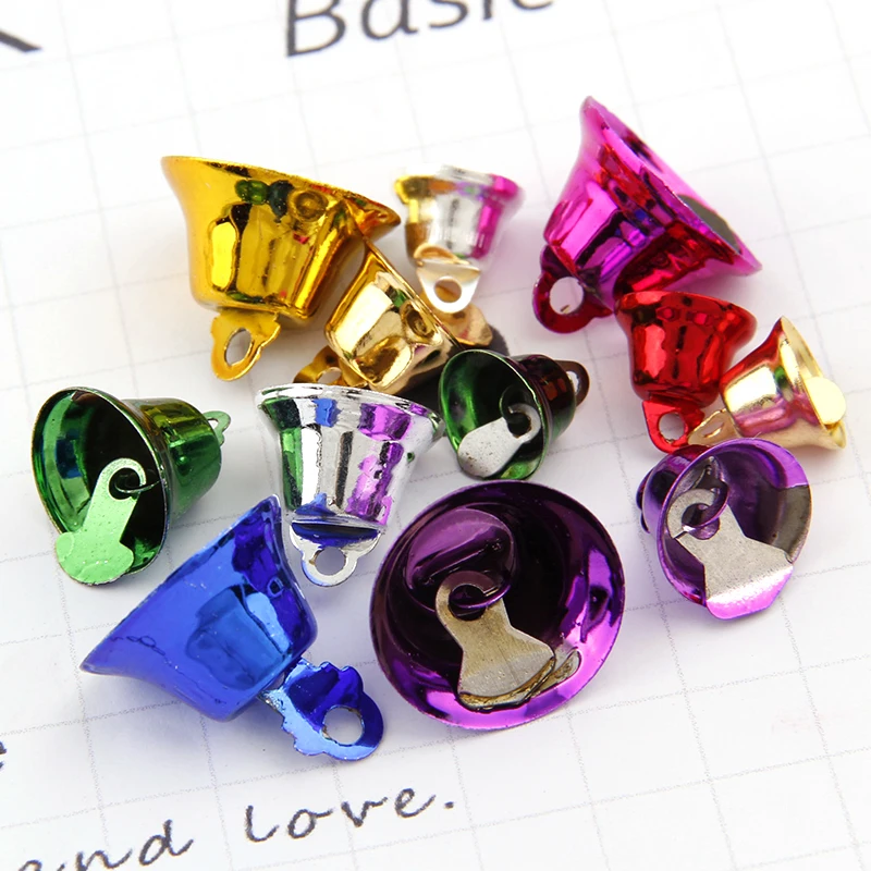 12/14/16/21/26mm Mix kolorów żelazne próżniowe świąteczne otwarte dzwony wisiorek Handmade Party DIY akcesoria rzemieślnicze