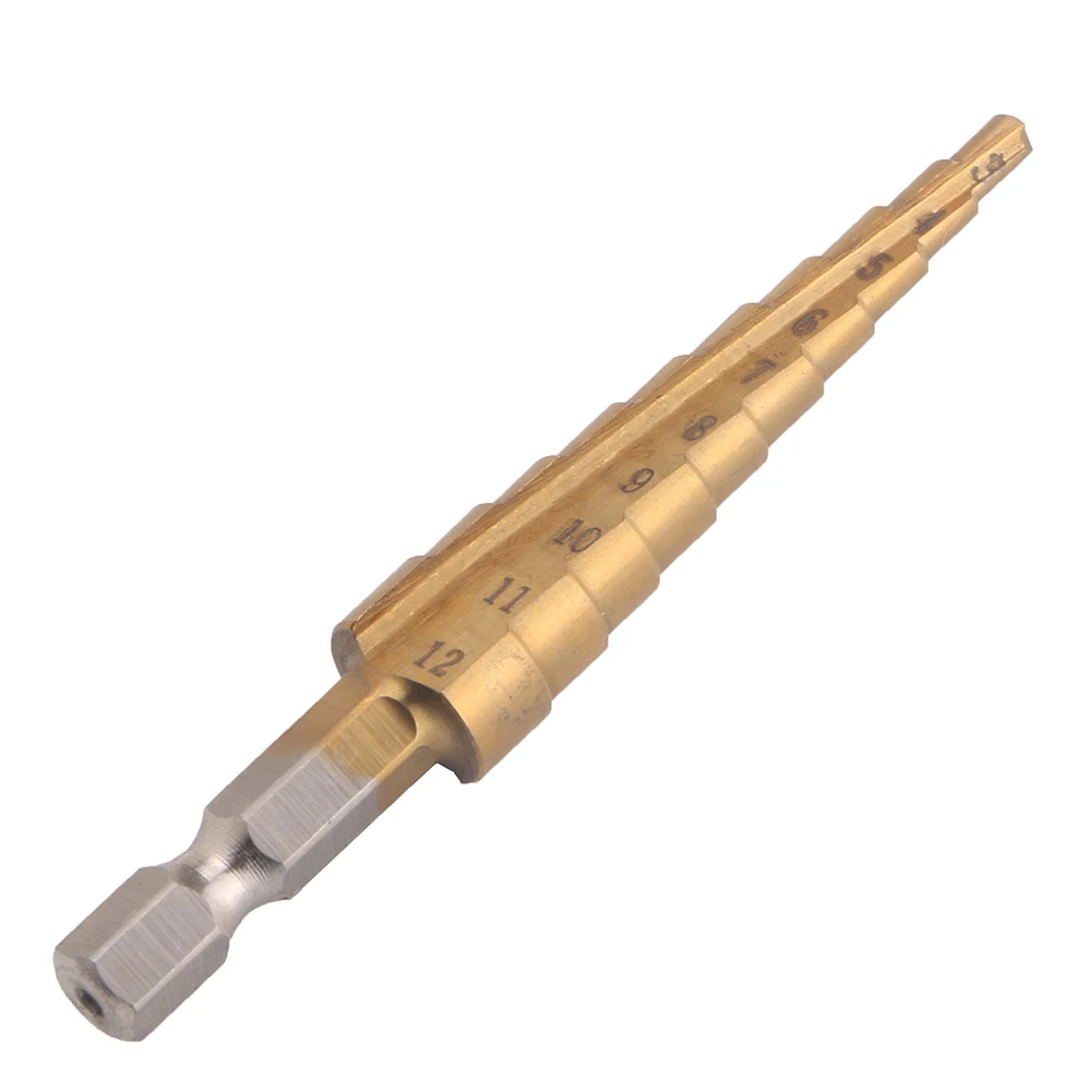 3-12 10 Step Hexagonal Handle Titanium Plated Step Drill High Quality Metal Hole Drilling Rig