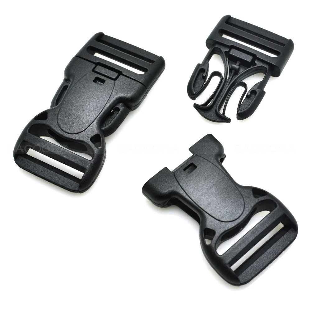 Plastic Dual Adjustable & Security Double Lock Buckle for Tactical Belts Webbing 25MM 32MM 50MM Black