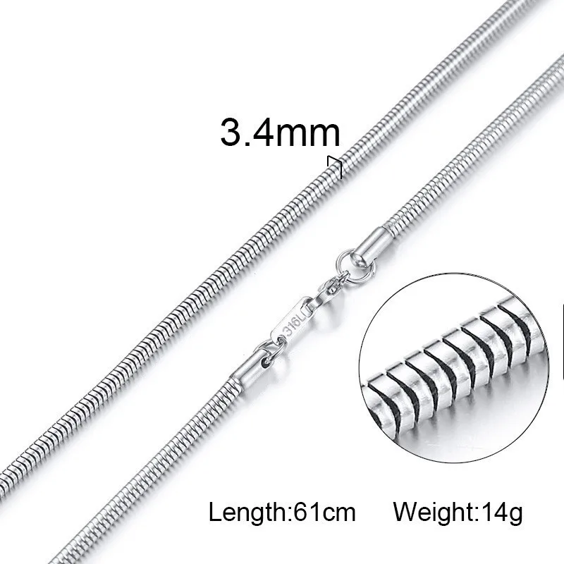 Fashion Jewelry silver color Chains Stainless Steel Men Necklace 3mm 4mm 6mm Curb Snake Cocoon Chains Women Accessories