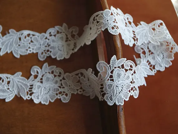 10 yards Off White Lace Trim With Floral Bridal Lace Trim Crocheted Trim Lace