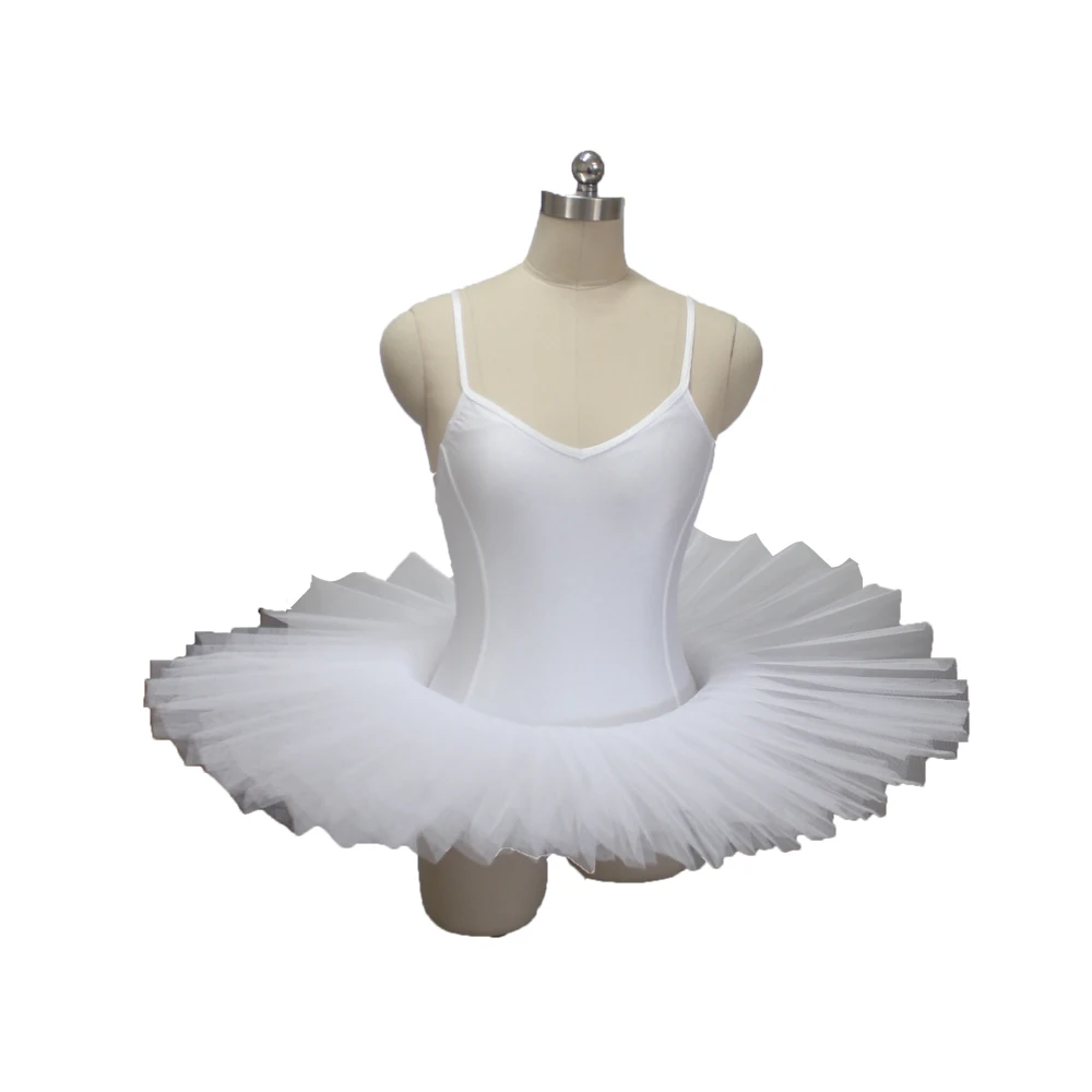 

White Classical Ballet Tutus V Neck Princess Front Camisole Leotard Dress Tutu with Hard Tulle