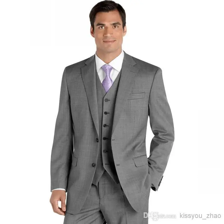 

Custom Made New Grey 3 Piece Suit Two-button Wedding Suits Groom Tuxedo Suit For Menswedding men clothes