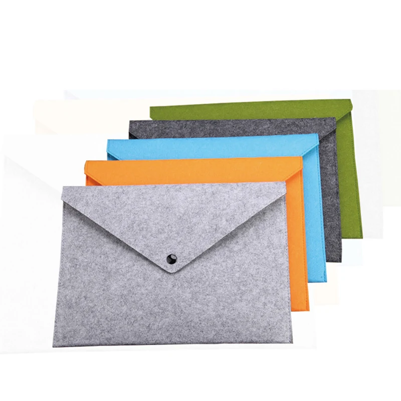 1PC Simple Solid A4 Big Capacity Document Bag Business Briefcase File Folders Chemical Felt Filing Products Student Gifts