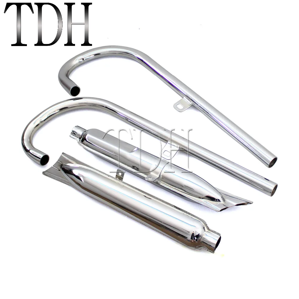 Steel Chrome Motorcycle 32HP Retro 750cc Fishtail Type Front Rear Exhaust Muffler Pipes For BMW K750 M1 M72 R71 R12 R66 KS 750