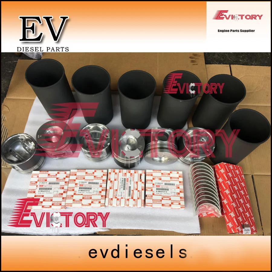 For Isuzu truck engine rebuild kit 6HE1-TC 6HE1 6HE1T piston+piston ring set cylinder liner full gasket kit bearing