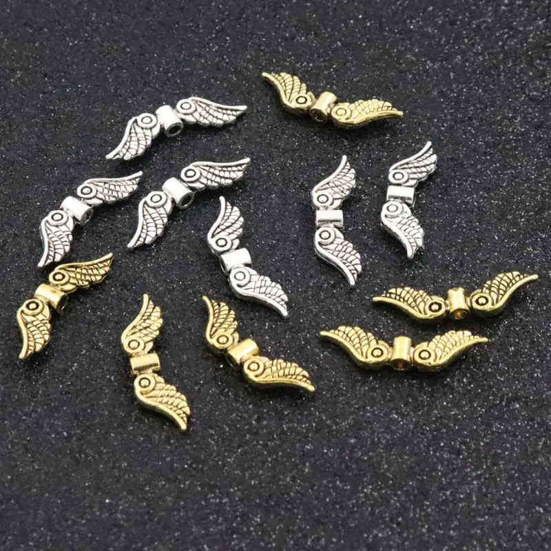 Breite 24mm Loch 1,8mm Flügel tibetisch Silber Gold Farbe Metall Abstand halter Perle für Schmuck finden Schmuck Perle handgemachte DIY Zubehör – Detail 7