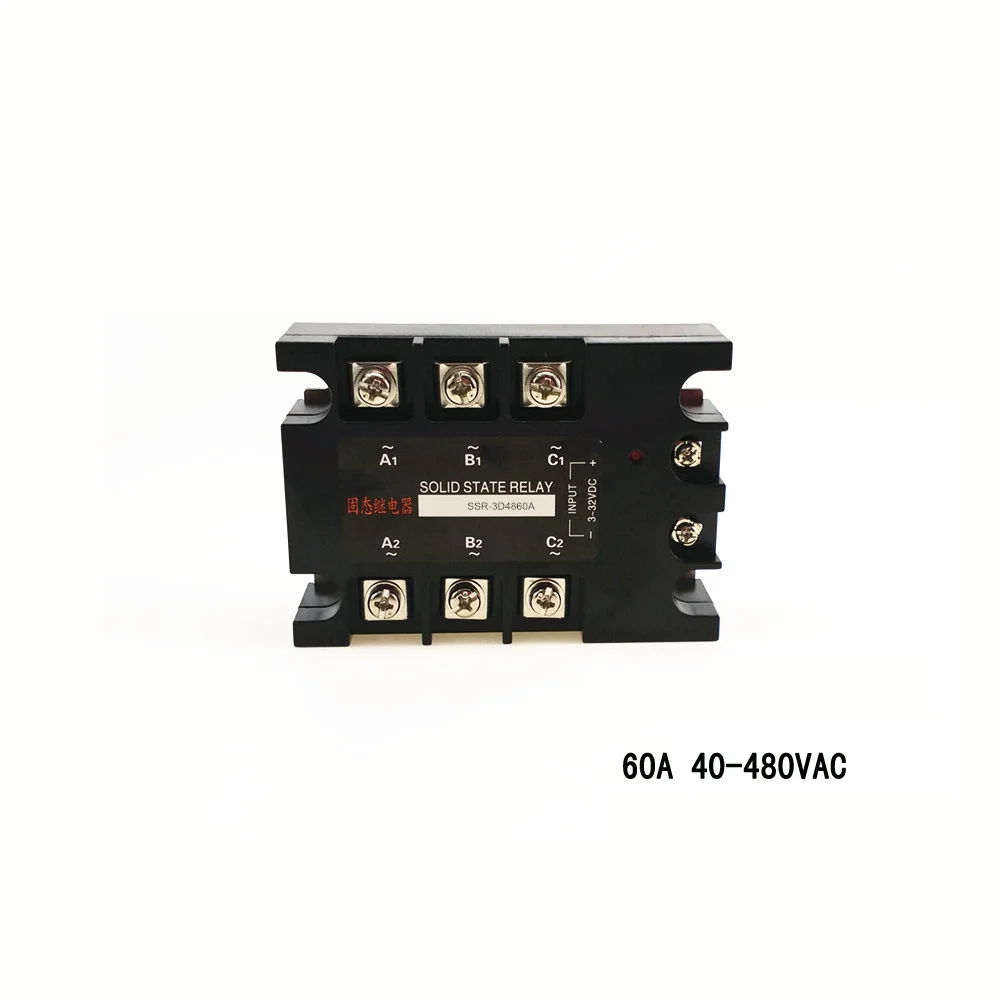 

three-phase solid state relays 60A 480 VAC normally open non-contact switch SSR-3D4860A