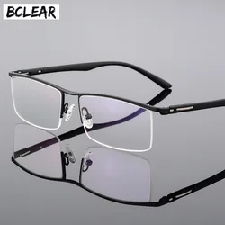 BCLEAR 2018 New Arrival High-end Business Men's Eyeglasses Frame Unique Temple Design Titanium Alloy Half Rim Spectacle Eyewear