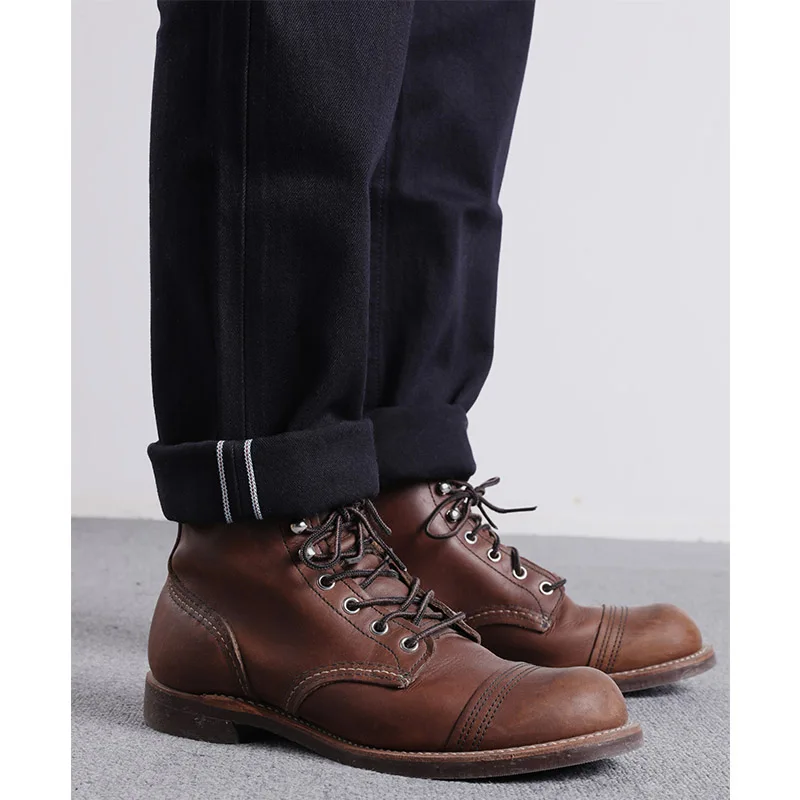 RGT-0006 Rock Can Roll Vintage 14oz Indigo Selvage Stylish Trousers Mens Casual Chino Raw Denim Jean Pants