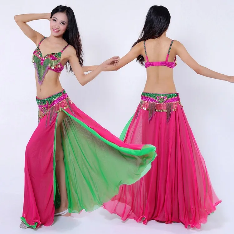 New Luxury hand-made Sexy Belly Dance dresses costumes Bra/Belt/Skirt  Oriental belly dance Dresses Costume S/M/L high quality