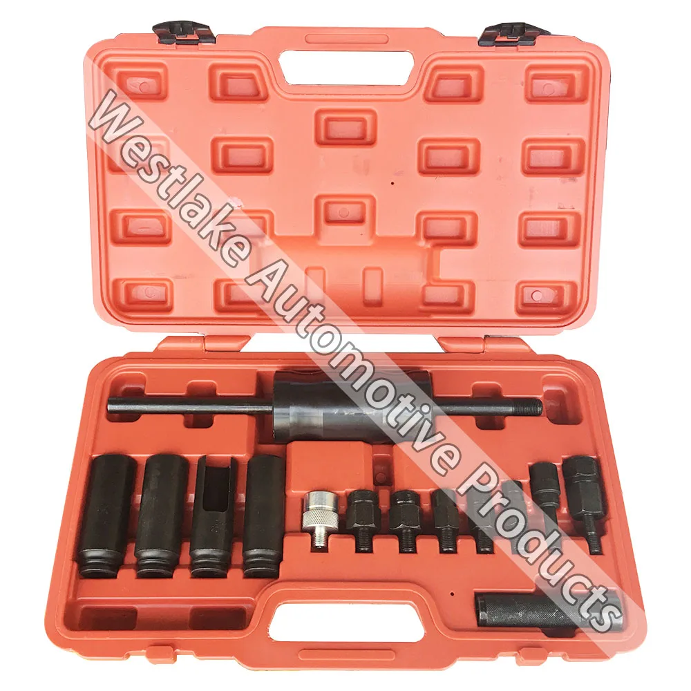 14Pcs Diesel Injector Extractor Remove & Common Rail Adaptor Puller Slide Hammer