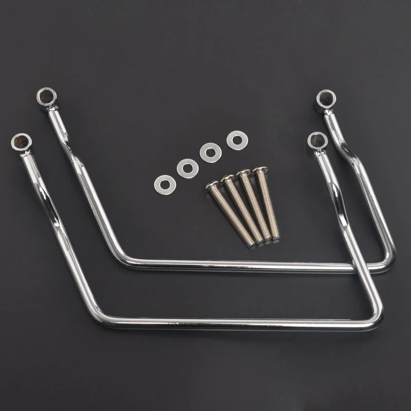 Chrome 14cm-24cm Motorcycle Saddle bag Support Bar Luggage Guard Bracket Mount For Honda Shadow ACE VT400/750 Universal