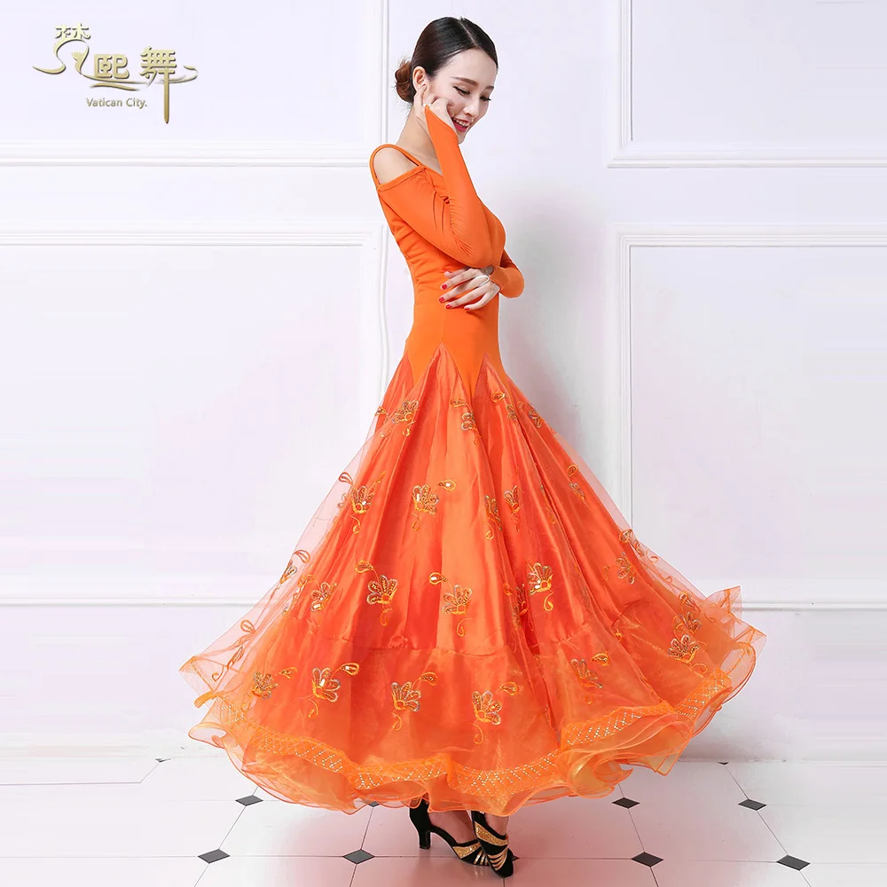 Lady Customized Ballroom Dance Dress Girls Dancing Competition Dress Women Tango Flamenco Suit Waltz Dancing Customes D-0370