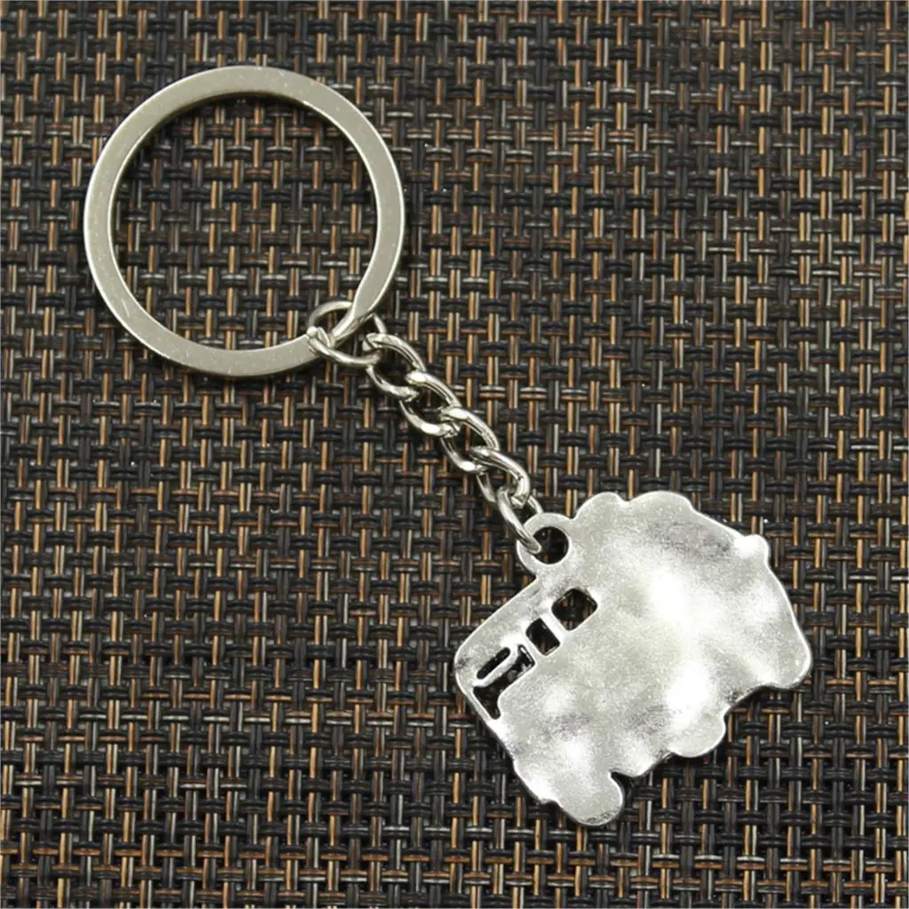 New Fashion Men 30mm Keychain DIY Metal Holder Chain Vintage Thailand Taxi Car Bus 27x33mm Silver Color Pendant Gift