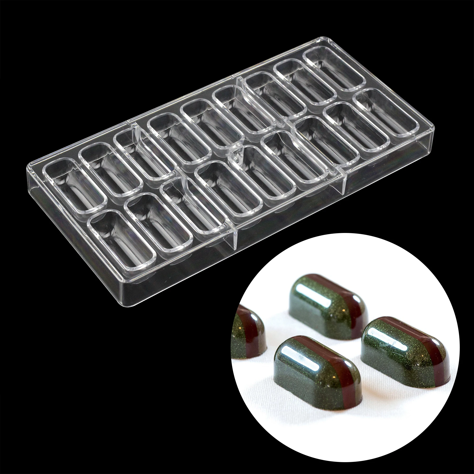 18 Cavities Oblong shape  Polycarbonate Chocolate  Mold Confectionery Tools cake decoration Bonbons mold