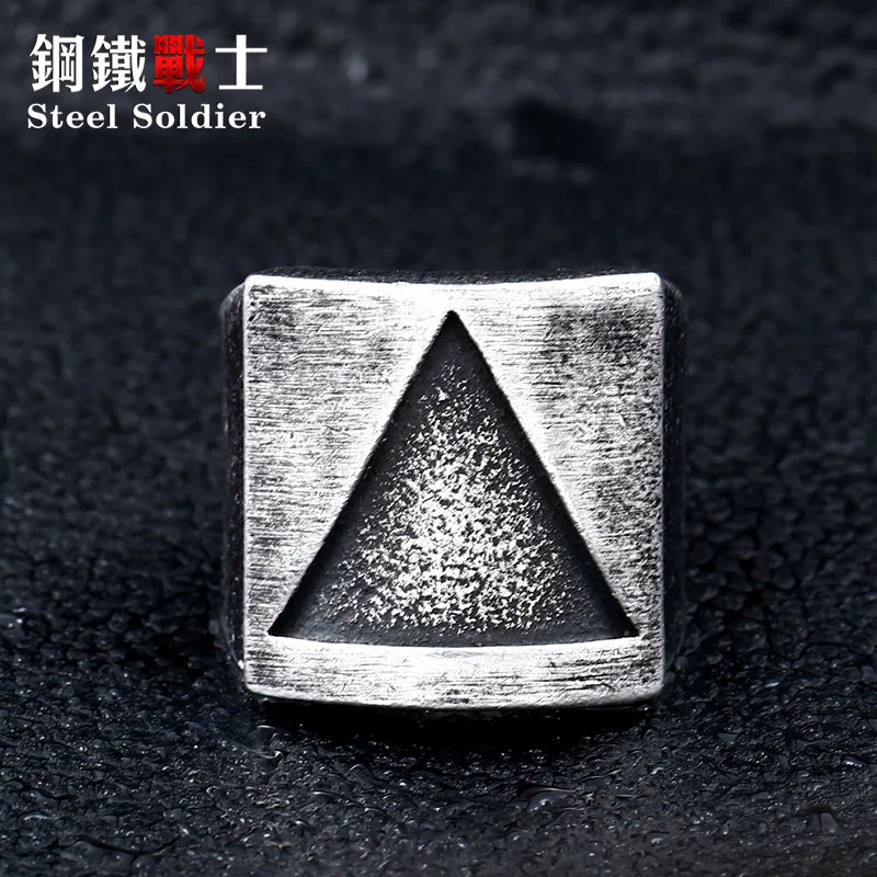 Steel soldier Men\'s Cool Fashion Black Ring with Egypt pattern Stainless Steel Jewelry Gothic Boy\'s Jewelry