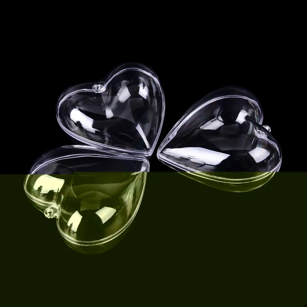 Hot selling 2Pcs 65/80mm Heart Shape DIY Clear Plastic Bath Bomb Mould Acrylic Mold