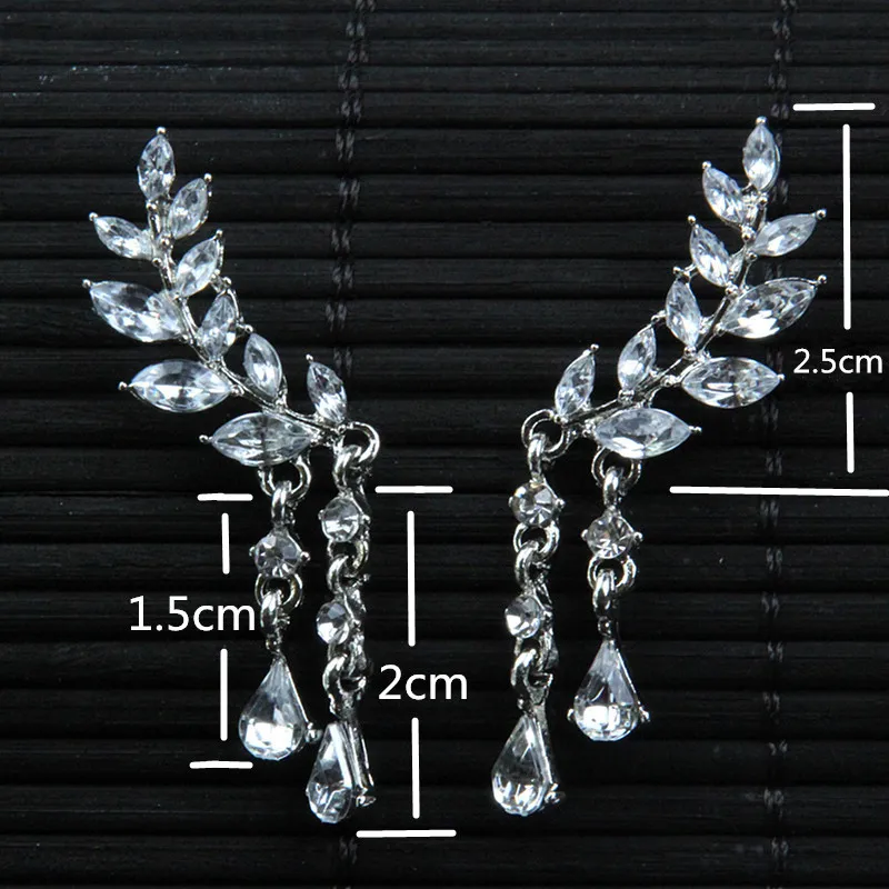Women\'s Angel Wings Earrings Rhinestones Party Earrings Leaves Tassel Earrings Alloy Crystal Feather Fashion
