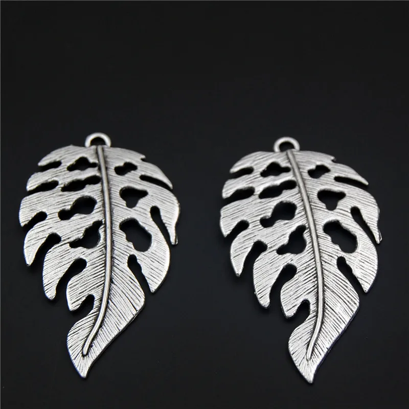 10pcs  Silver Color Charms Leaf Pendant Fit Bracelets Necklace DIY Metal Jewelry Making A2336