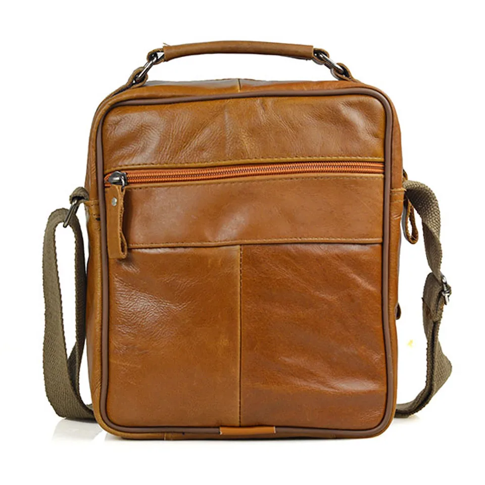 Bolso de hombro informal de cuero genuino para hombre, bolsos de mensajero de cuero con cera de aceite, maletines pequeños para hombre, bolso de día