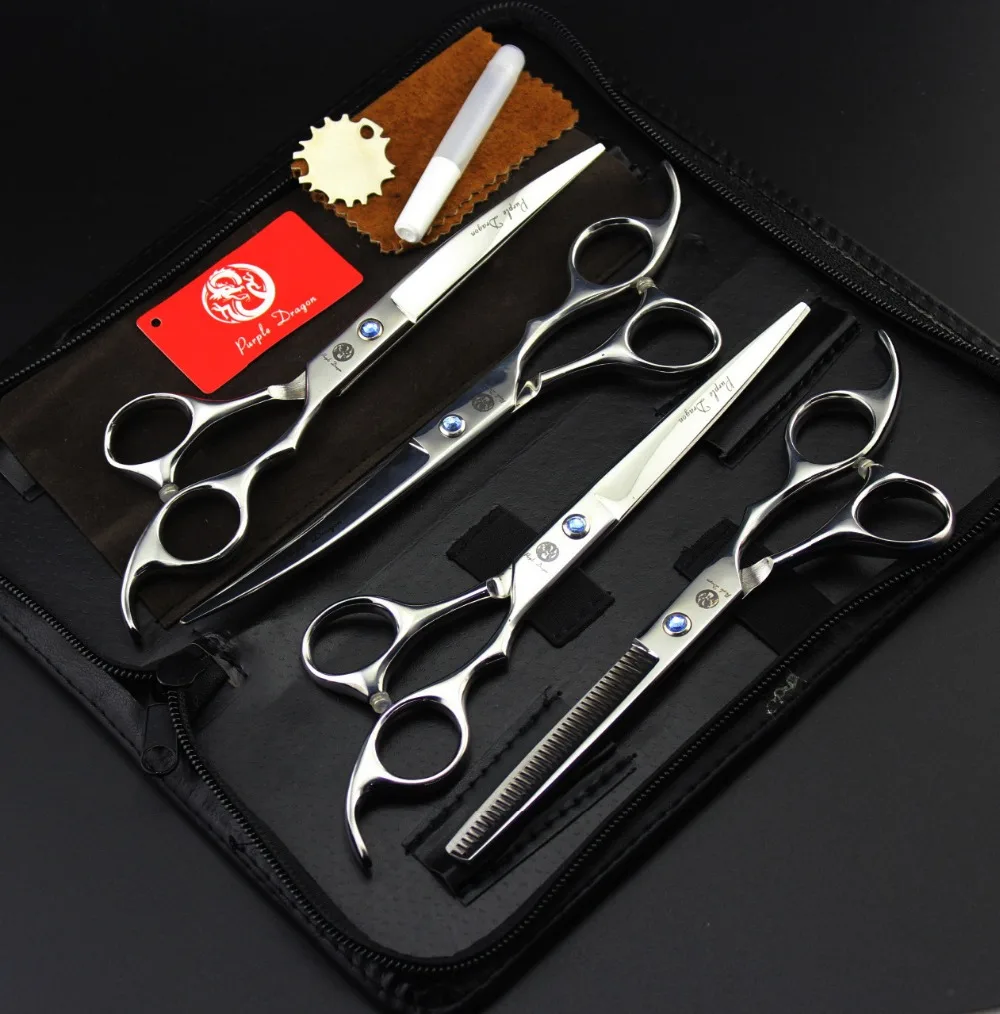 

Pets Scissors 4Pcs Suit 685# 7.0'' Hairdressing Scissors Curving Dogs Cats Pets Cutting Scissors Thinning Shears Hair Scissors