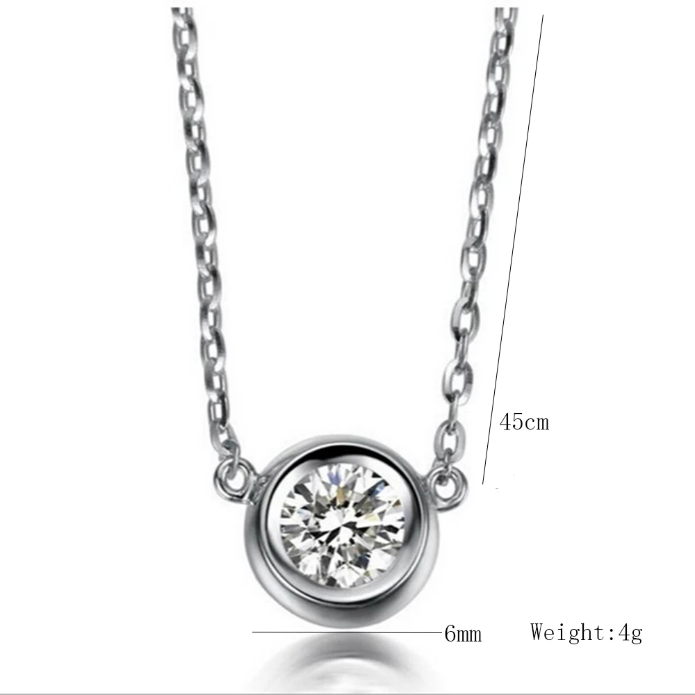 Fashion Jewelry Necklace three colors Stainless Steel Chain Single Clear Crystal For Women Necklace Pendant