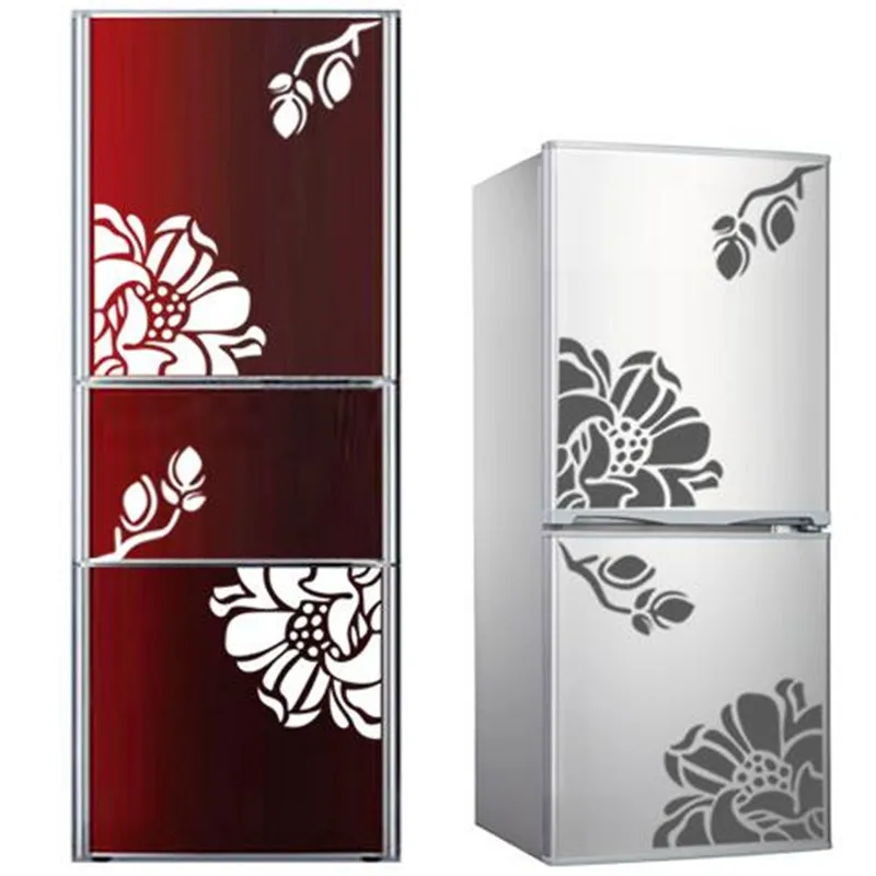Magnolia Flowers Refrigerator Stickers  Decorative Home Decor Waterproof PVC Wall Sticker