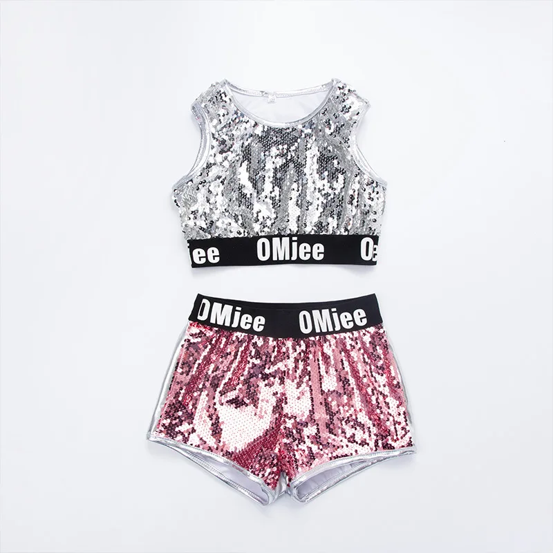 Kids Sequin Ballroom Jazz Shirt Top Pant for Girls Boys hip Hop Dancewear Stage Costumes Children Party Dancing Clothes Outfits