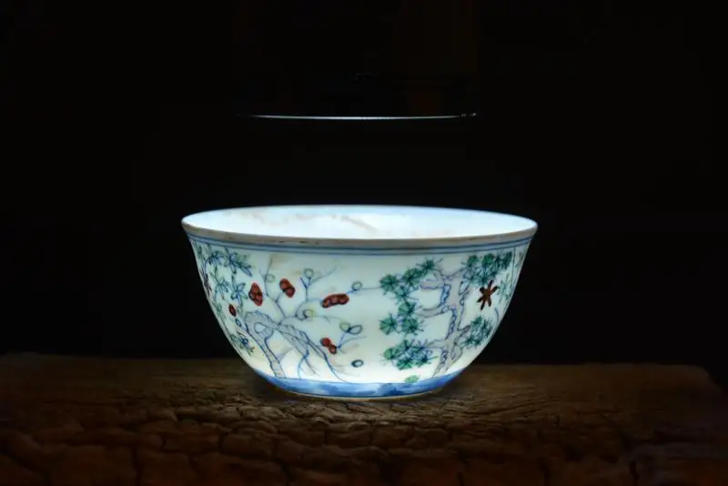 

Antique MingDynasty(Chenghua)porcelain cup,Pine & Bamboo & Plum,Hand-painted crafts,Collection&Adornment,Free shipping