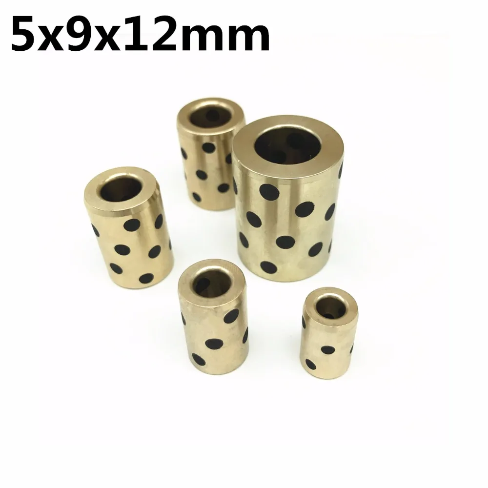 

5x9x12 mm linear graphite copper set bearing copper bushing oil self-lubricating bearing JDB for shaft 5mm Copper sleeve