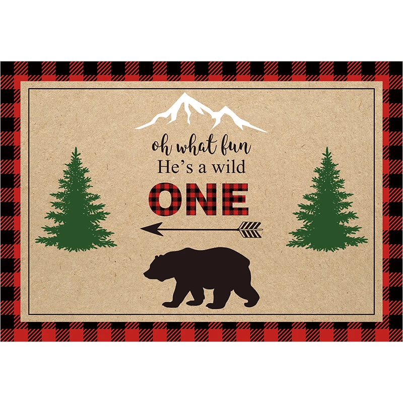 Allenjoy wild one photography backdrop christmas buffalo plaid lumberjack custom background Birthday party photobooth photocall