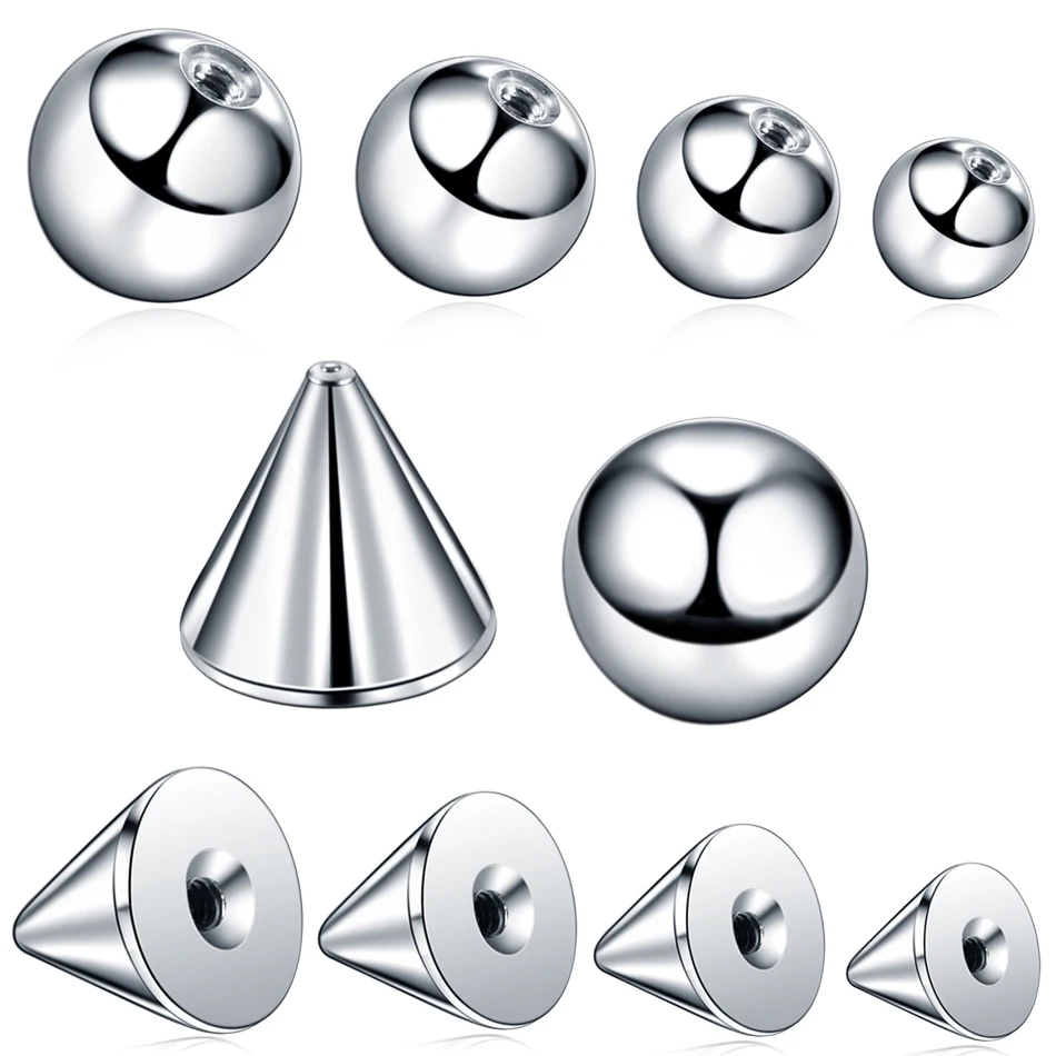 100pcs/lot Steel Screw Balls Spike Replacement Accessories For Lip Nipple Belly Tongue Eyebrow Earrings Piercing Jewelry 14G 16G