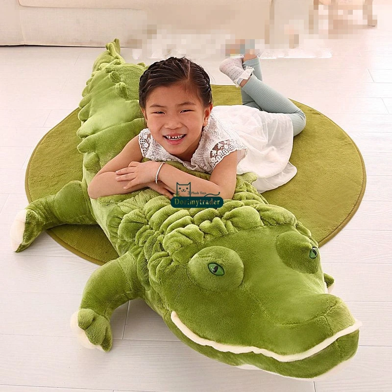 Dorimytrader Biggest Realistic  Lying Animal Crocodile Plush Toy Soft Stuffed Alligator Doll Pillow Gift for Kids Decoration