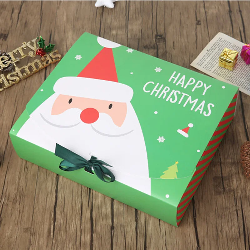 50Pcs/Lot Merry Christmas Gift Box Bag Santa Claus gift bag Paper Box Gift Bag Container Supplies