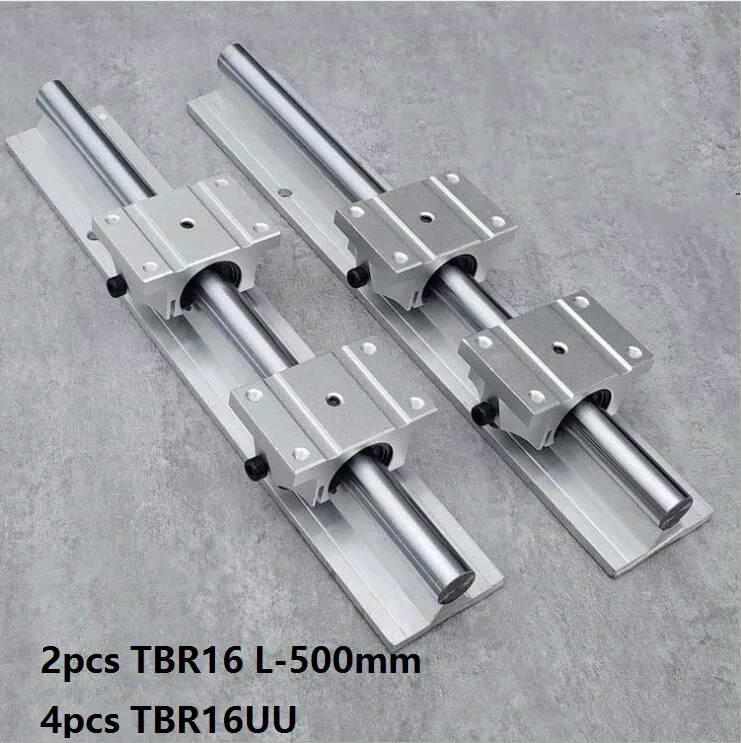 

2pcs TBR16 L-500mm support rail linear guide + 4pcs TBR16UU linear bearing blocks for CNC router parts