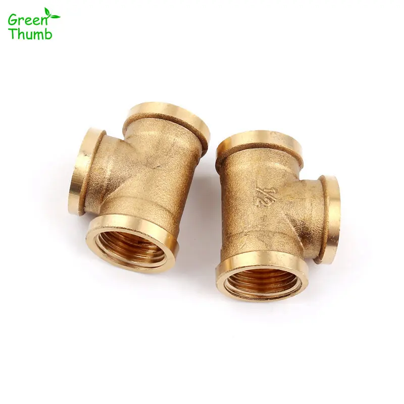 

8pcs 1/2 Inch Brass Thread Tee Garden Irrigation Metal Connector Water Pipe Brass 3 Way Fitting