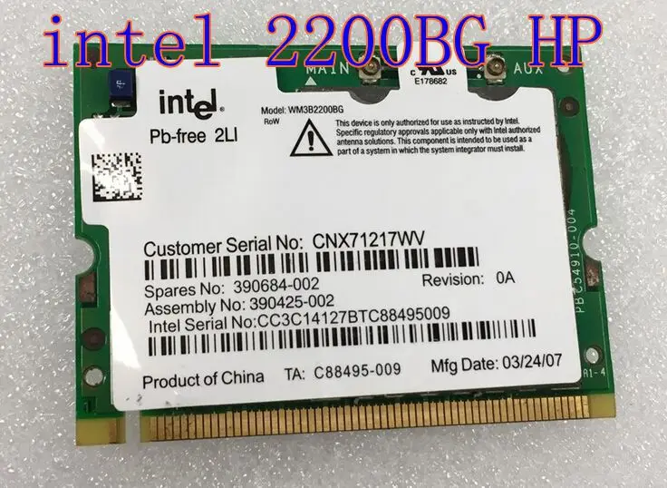 

nc6110 nc6120 nc6140 nc6220 nc6230 nc8230 nx6120 Compaq intel 2200BG MINI-PCI Wireless Card 2200 BG