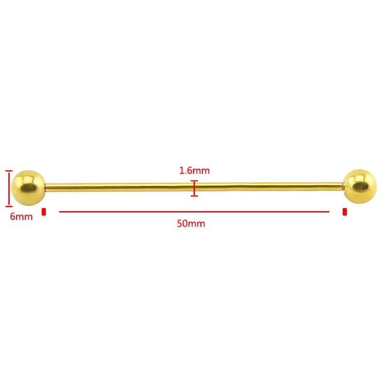2 Pieces Long Industrial Barbell Fashion 14G/1.6m 50mm Ear Ring Piercing 5 Colors Earrings Piercing Barbell Punk Gothic Jewelry