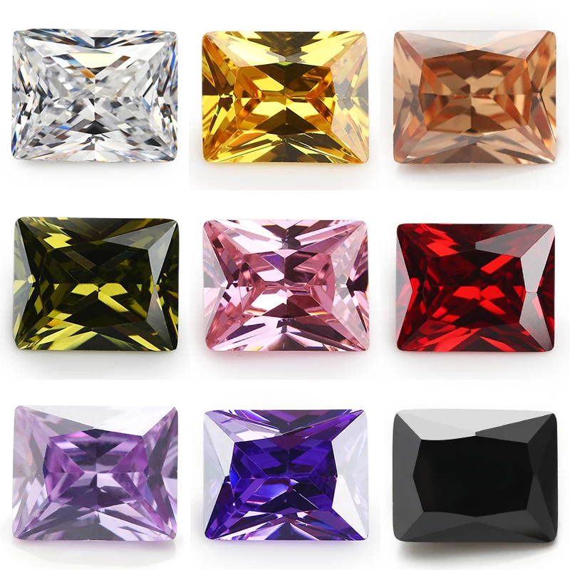 

Size 2x3~10x14mm Rectangle Shape Various Color Cubic Zirconia Loose CZ Stones 5A Synthetic Gems For Jewelry