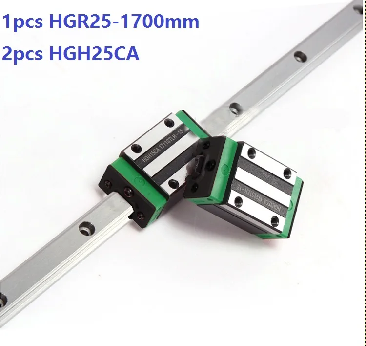 1pcs linear guide rail HGR25 1700mm + 2pcs HGH25CA linear narrow blocks for CNC router parts Made in China