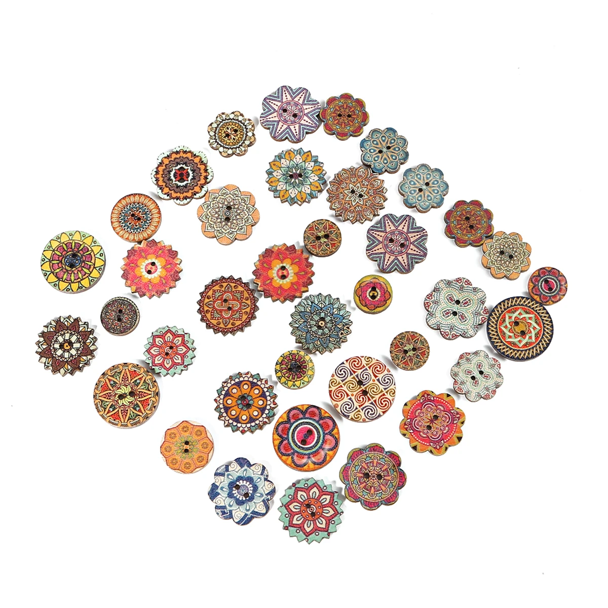 50pc 15/20/25mm Natural Wooden Bohemian Style Handmade Buttons Round Spiral Sewing Buttons Scrapbooking Sewing Accessories