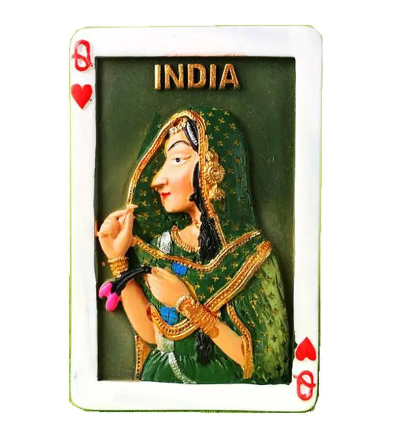 New Hot Sale India Girl Playing Cards Mumbai 3D Fridge Magnet Travel Souvenir Refrigerator Magnetic Stickers Home Decoration