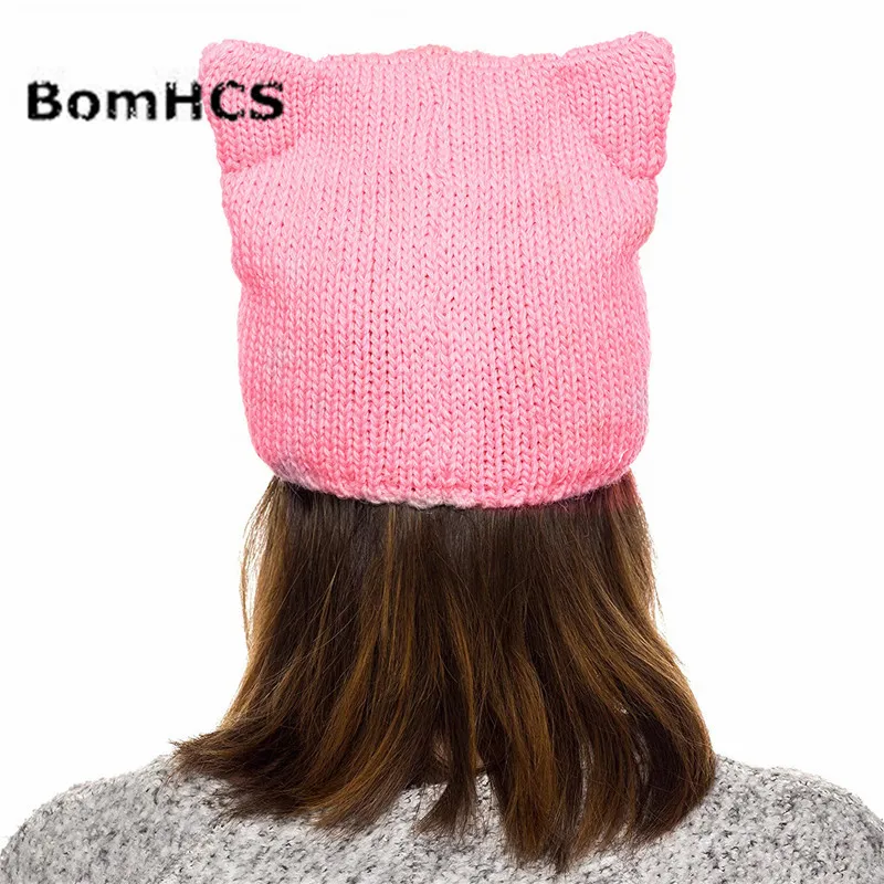 BomHCS Pussycat Hat Handmade Knitted Womens Beanie Cable Knit Cap