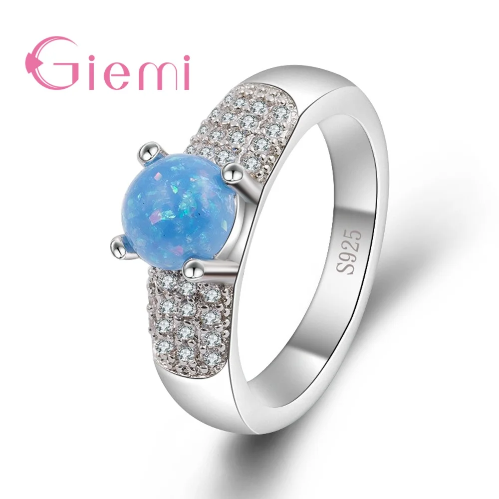 New Arrival Blue Opal Rings 925 Silver Needle Prong Setting Charming Lover/Girlfriend/Mother Gift Women Wedding Jewelry