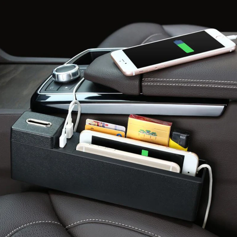 Car Front Seat Gap Filler Organizer CE Certificated 2 Port USB Charger For Cell Phone Mobile Holder Auto Interior Accessories