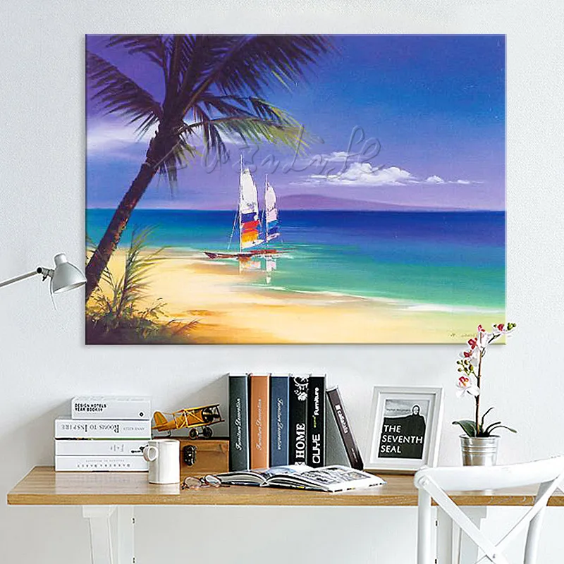 

Hand painted abstract oil painting boat ship sailing canvas oil paintings Wall art Pictures for living room modern wallpaper 10