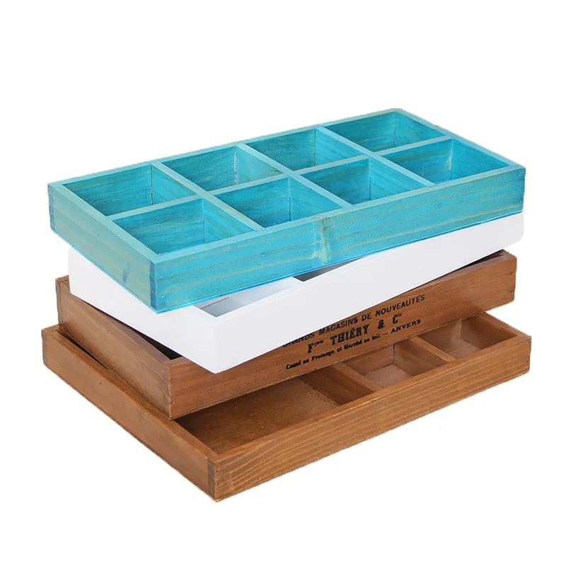 Multi-Functional Vintage Wooden Storage Divider Box Drawer Desk Organizer Tray For Crafts,Flowers, Plants, Jewelry